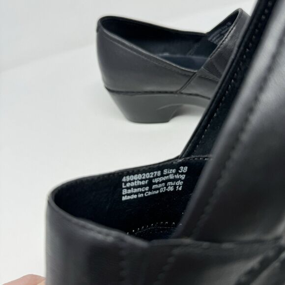 DANSKO Prima Professional Leather Clog Heel Size US 7.5 EU 38 Black Brown Block - Picture 5 of 6